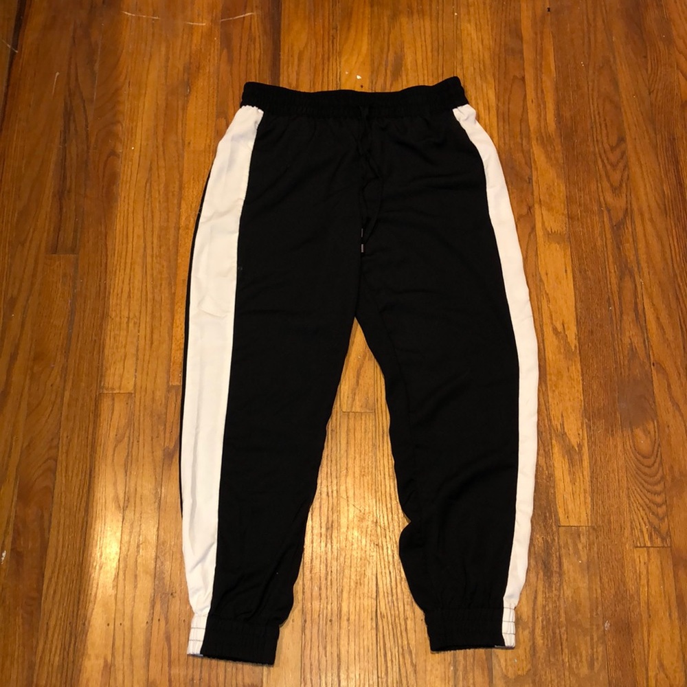 black and white pants